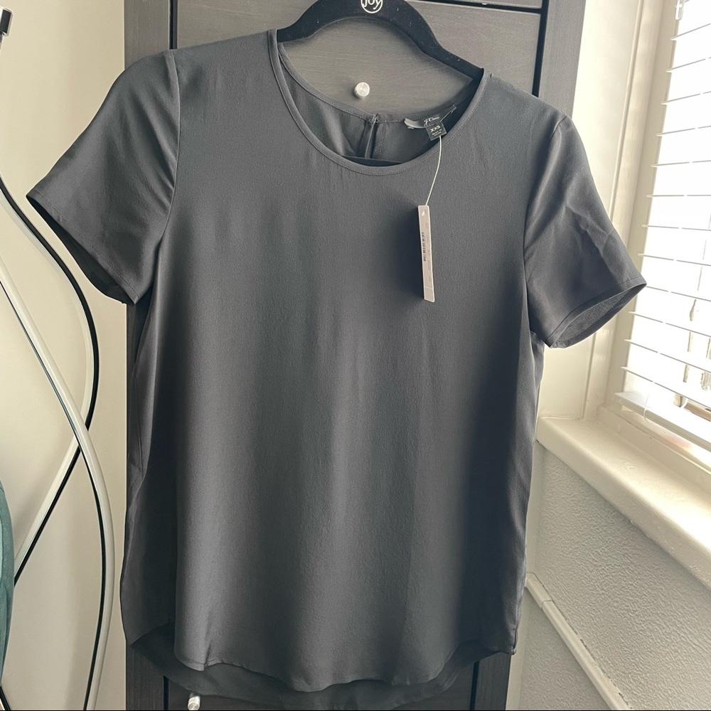 J.Crew Short Sleeve Tee in Black Re-Imagined Silk